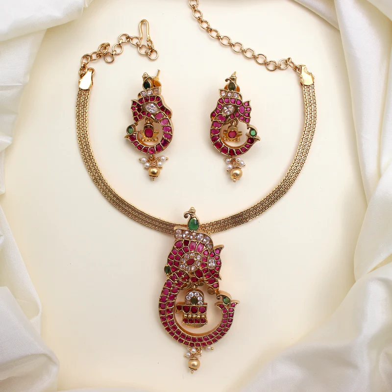 Real Kemp AD Ganesha with Shiva Linga Pendant set